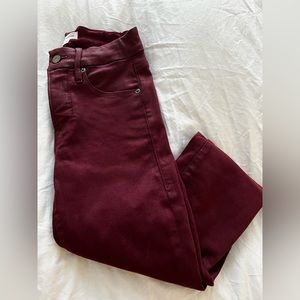 Good American maroon skinny jeans - wet look jeans